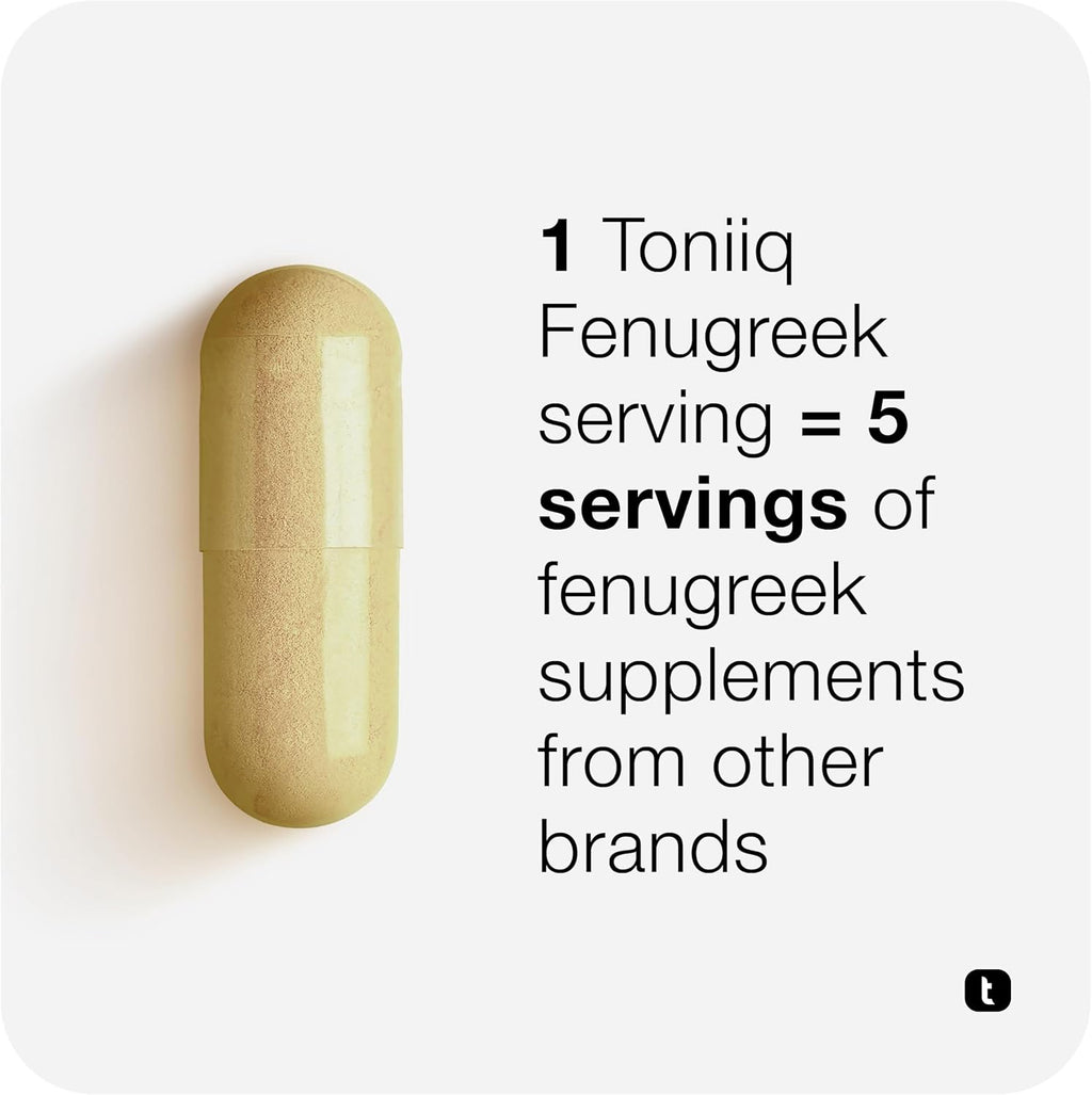 Toniiq Cápsulas de Fenogreco - Extracto Ultra Potente 20:1 con 70% Saponinas - Altamente Concentrado - Probado en Laboratorio - 60 Cápsulas