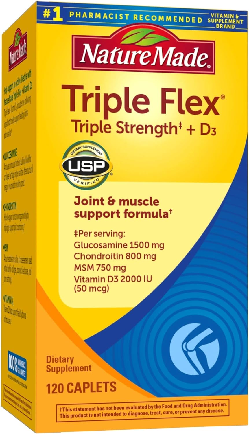 Nature Made TripleFlex Triple Strength con Vitamina D3, 120 cápsulas