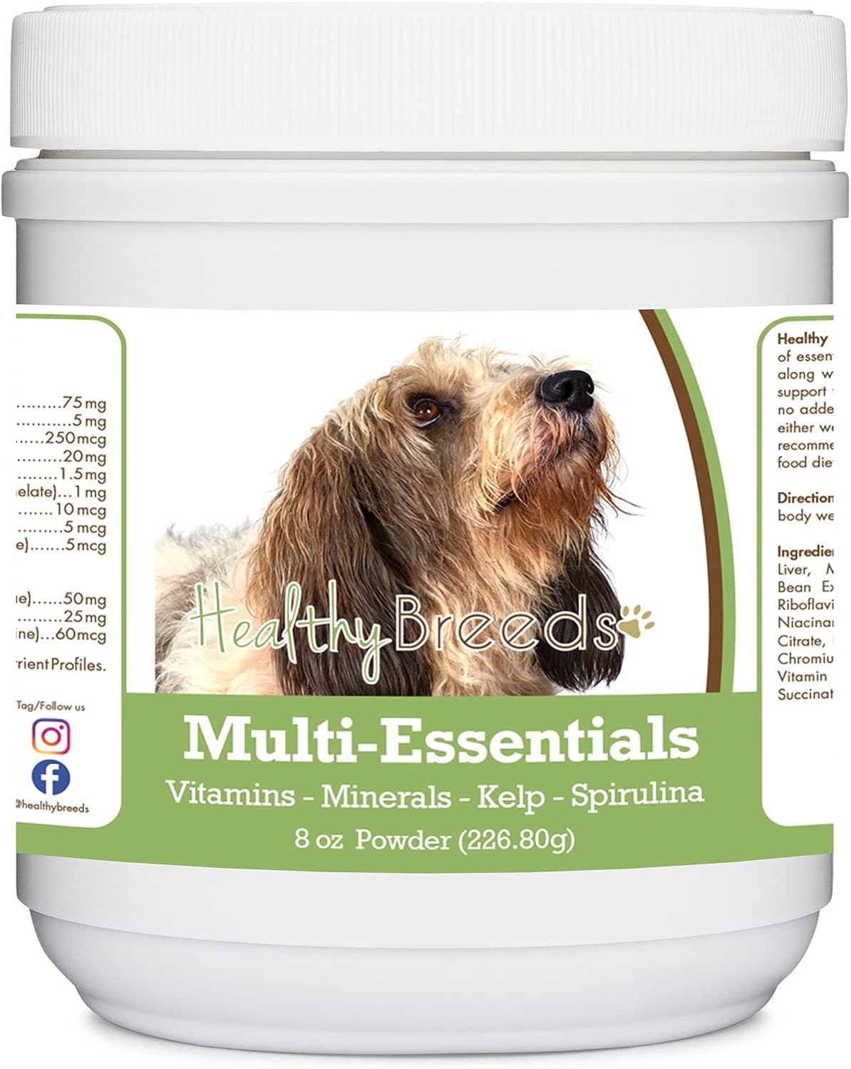 Healthy Breeds Petits Bassets Griffons Vendeen Multi-Essentials en polvo para perros - Suplemento ideal de vitaminas, minerales y antioxidantes - 227 g