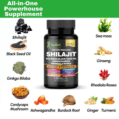 AyBet Shilajit Orgánico Himalayo - 15 – Equilibrio frente al estrés: La ashwagandha y la rhodiola rosea se han – Image 2