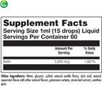 Nutra BioGenesis Biotina 5000 - Gotas de Biotina Líquida para Cabello, Piel y Uñas, Suplemento Puro para Mujeres y Hombres, 5000mcg por Porción - 59 mL (2 Oz Líq.) en Frasco de Vidrio