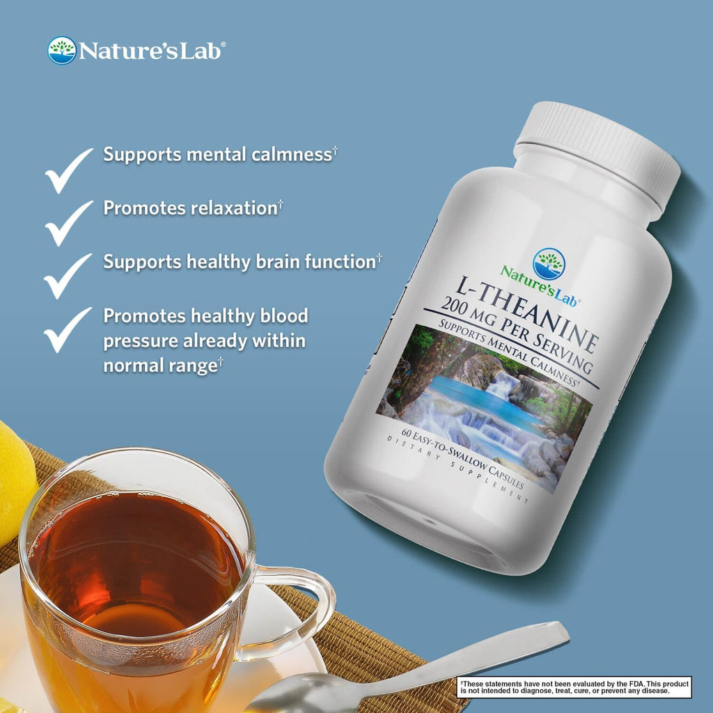 Nature's Lab L-Teanina, 200 mg - 60 Cápsulas
