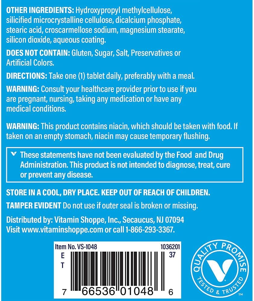 The Vitamin Shoppe Complejo B - Apoyo al Metabolismo Energético y Sistema Nervioso (100 Comprimidos)