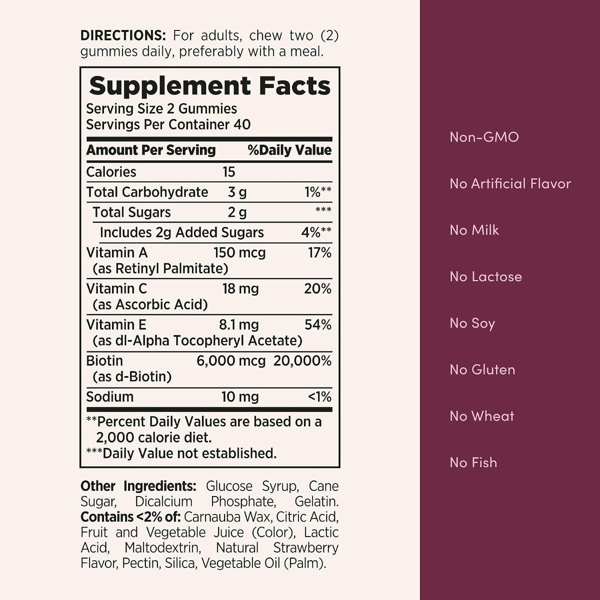 Nature's Bounty Biotina 6000 mcg Gominolas – Contribuye al mantenimiento de las membranas mucosas en condiciones – Image 5