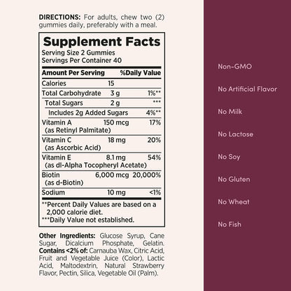 Nature's Bounty Biotina 6000 mcg Gominolas – Contribuye al mantenimiento de las membranas mucosas en condiciones – Image 5