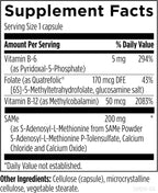 Designs for Health SAMe con B6, B12 y 5-MTHF Cápsulas - 200mg S-Adenosilmetionina con Folato (5-MTHF) + Vitamina B12 - No-GMO y Sin Gluten (90 Cápsulas)