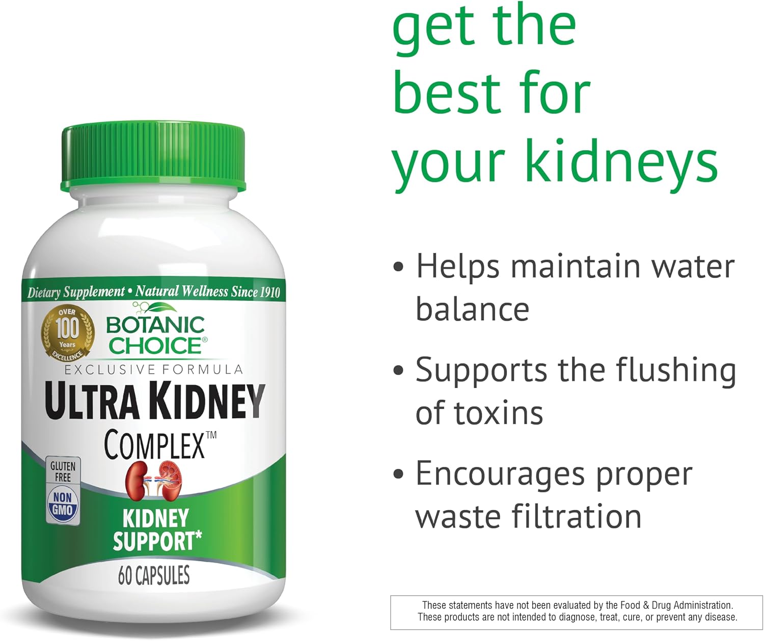 Botanic Choice Ultra Kidney Complex – Apoyo Renal con Cardo Mariano y Té Verde, 60 Cápsulas