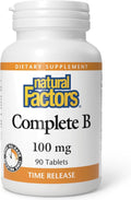 Natural Factors Complejo B 100 mg, Liberación Prolongada, 90 Comprimidos