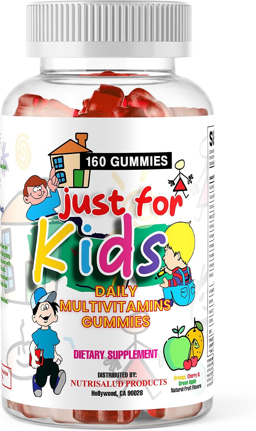 Children's Multivitamin Gummies - 160 Gummies, Natural Fruit Flavors - Nutrisalud