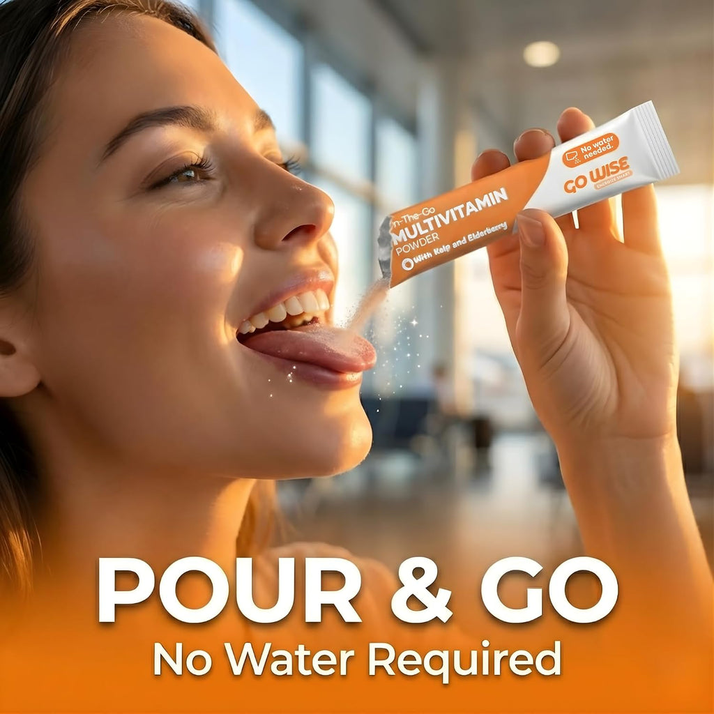 Go Wise Multivitamínico en Polvo - Bariátrico, Sin Pastillas, Vegano, Sabor Berry Natural