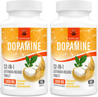 Kroppssund Suplemento de Dopamina con L-Teanina y Ashwagandha, Fórmula de Liberación Prolongada 12 en 1, 3000 mg por Dosis, 90 Comprimidos