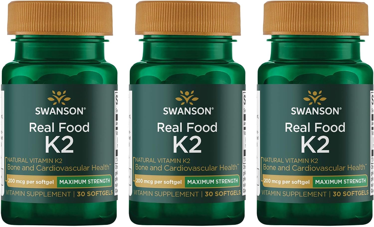 Swanson Maximum Strength Vitamina K2 (MK-7) – 200 mcg, 30 Cápsulas Blandas
