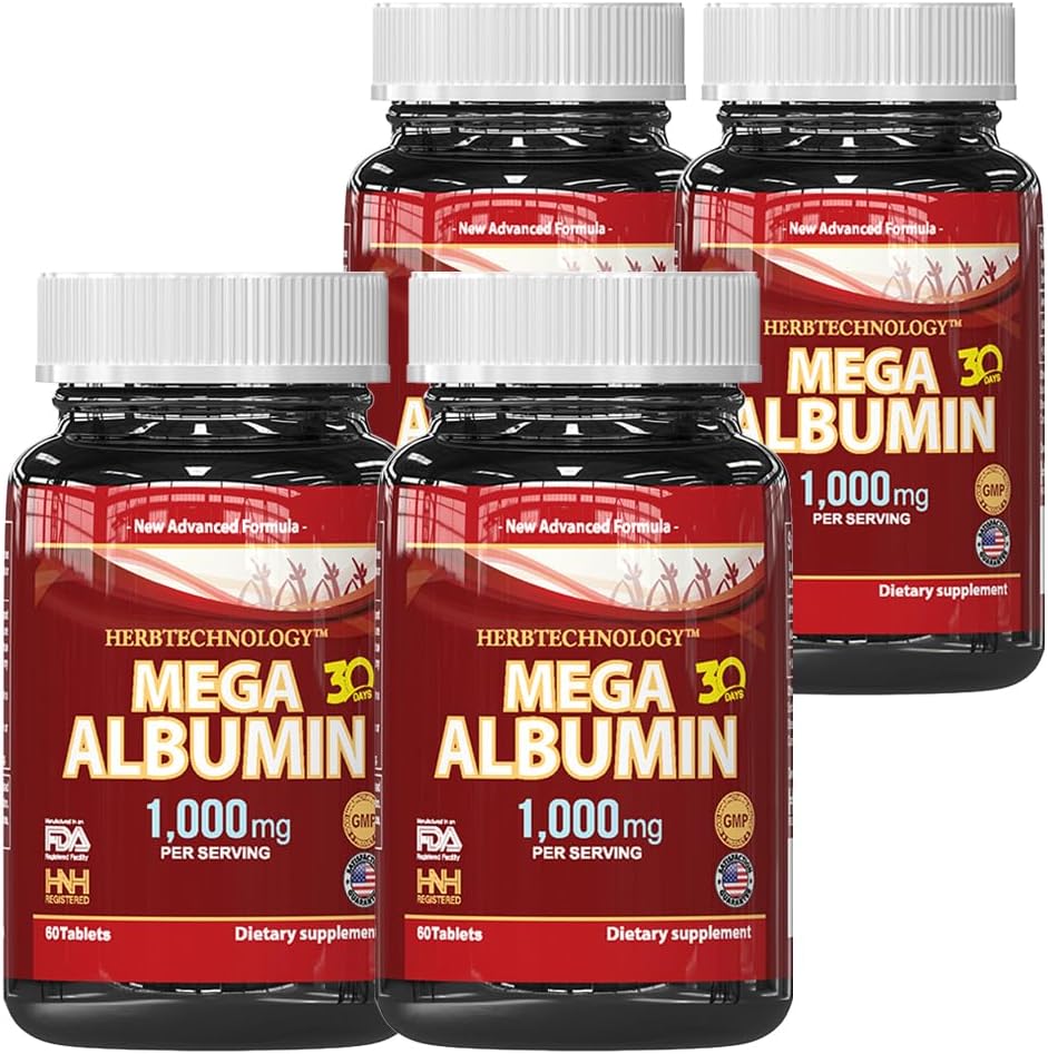 Dr.K&C Mega Albumin Proteína Suplemento 1000mg, 3 Botellas (60 Comprimidos Cada Una), Apoyo Diario de Energía y Bienestar
