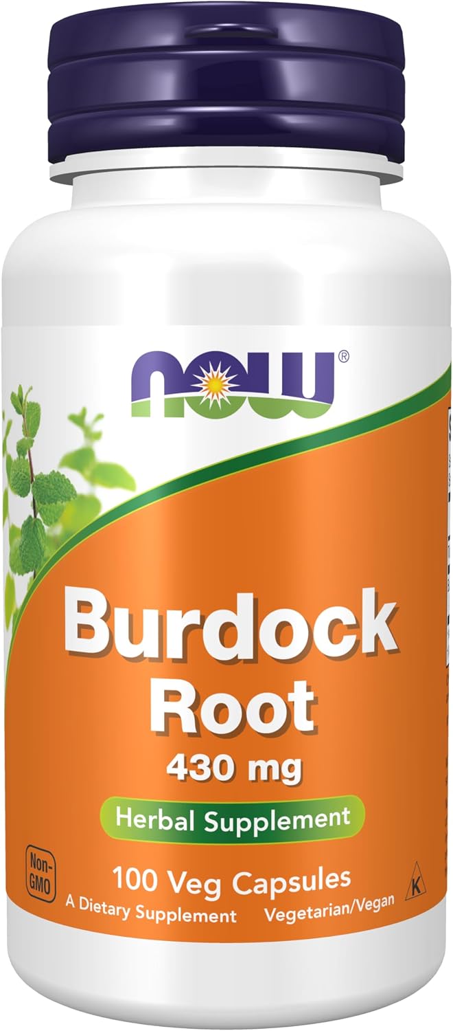 NOW Foods, Raíz de Bardana (Arctium lappa) 430 mg, Suplemento Herbolario, 100 Cápsulas Vegetales