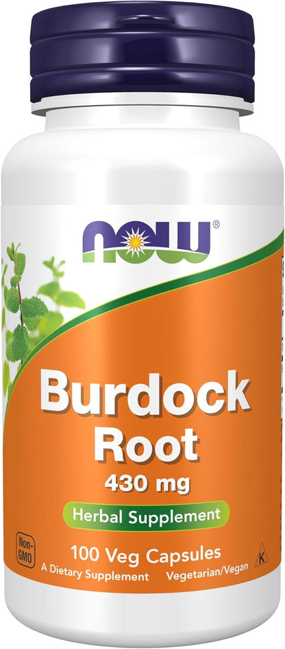 NOW Foods, Raíz de Bardana (Arctium lappa) 430 mg, Suplemento Herbolario, 100 Cápsulas Vegetales – Image 1