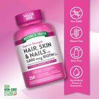 Nature's Truth Vitaminas para Cabello, Piel y Uñas | 5000mcg | 250 Cápsulas Blandas | Colágeno, Biotina y Aceite de Coco | Sin Gluten y No OGM