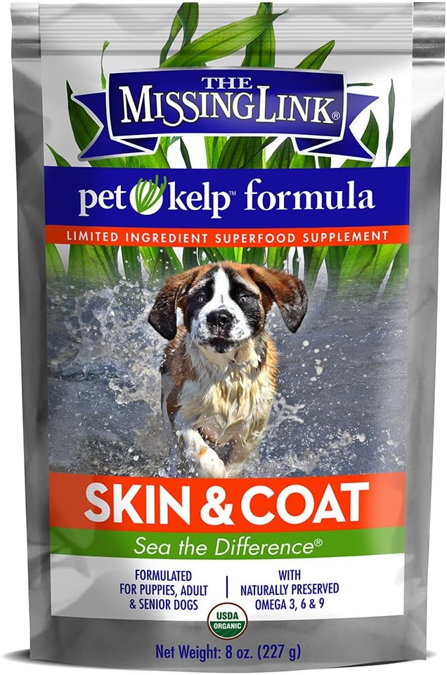 The Missing Link Pet Kelp Piel y Pelaje para Perros 227 g - Suplemento en Polvo Orgánico