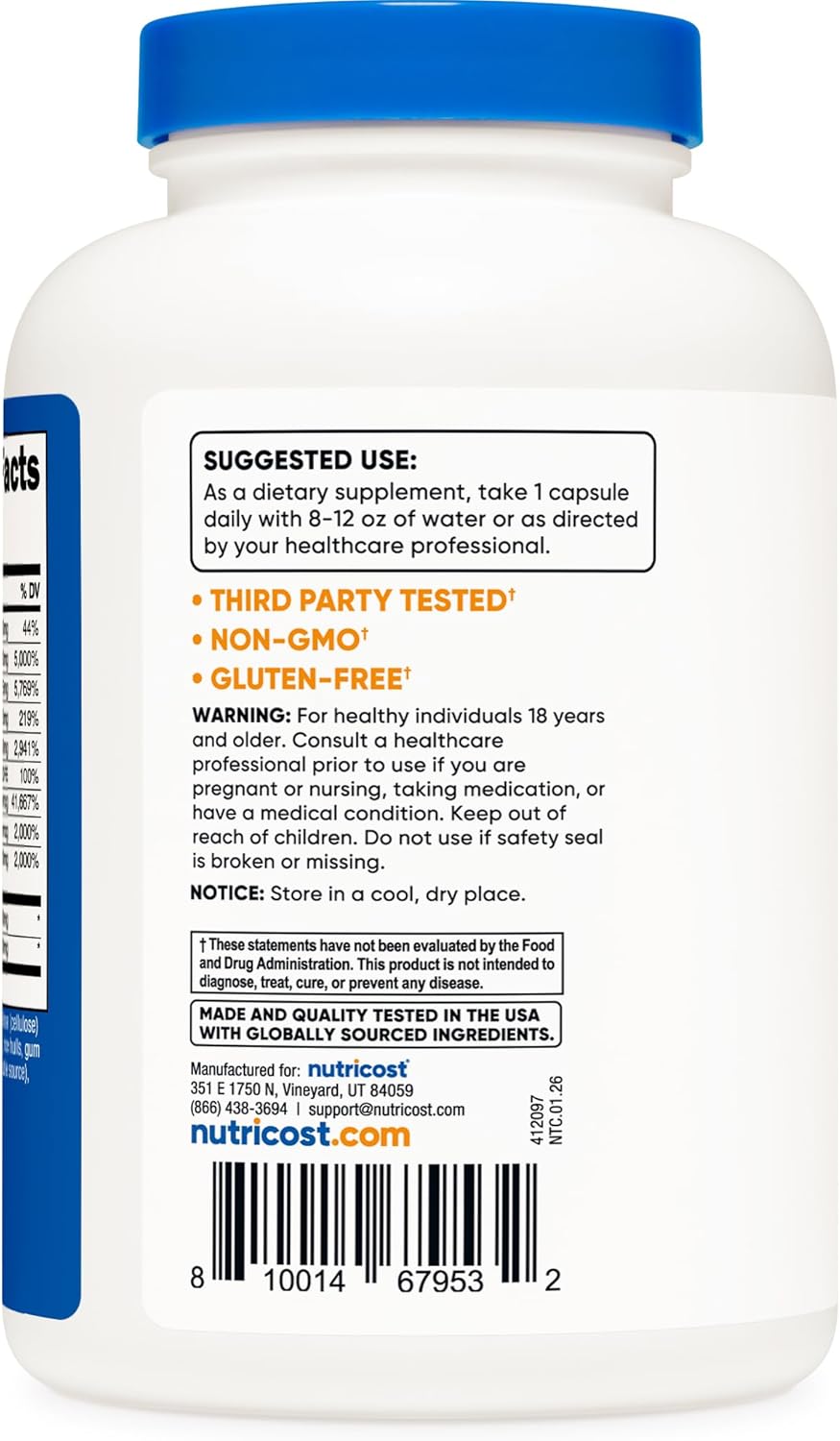 Nutricost High Potency Vitamin B Complex 462mg, 240 Capsules (3 Pack) with Vitamin C