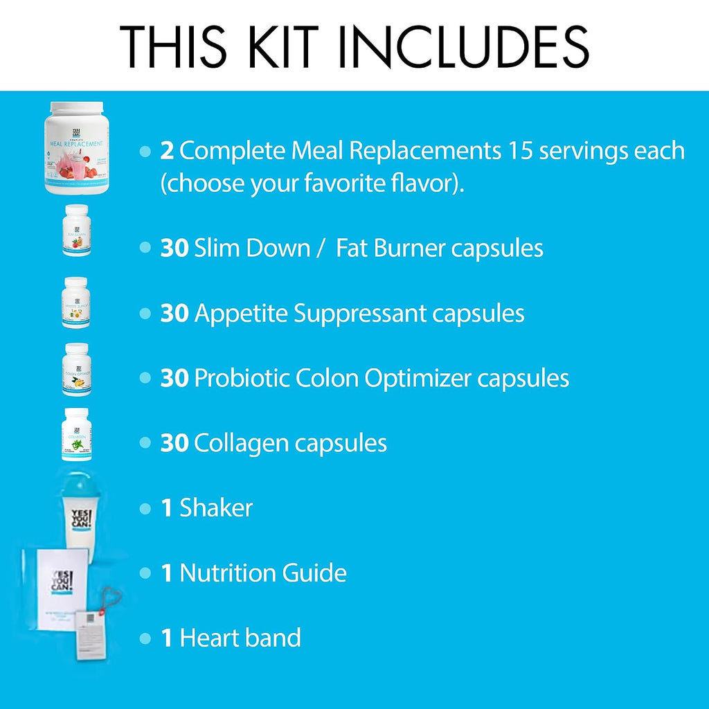 Yes You Can! Transformation Kit - Kit Completo de Sustitución de Comidas y Suplementos (Sabor Fresa)