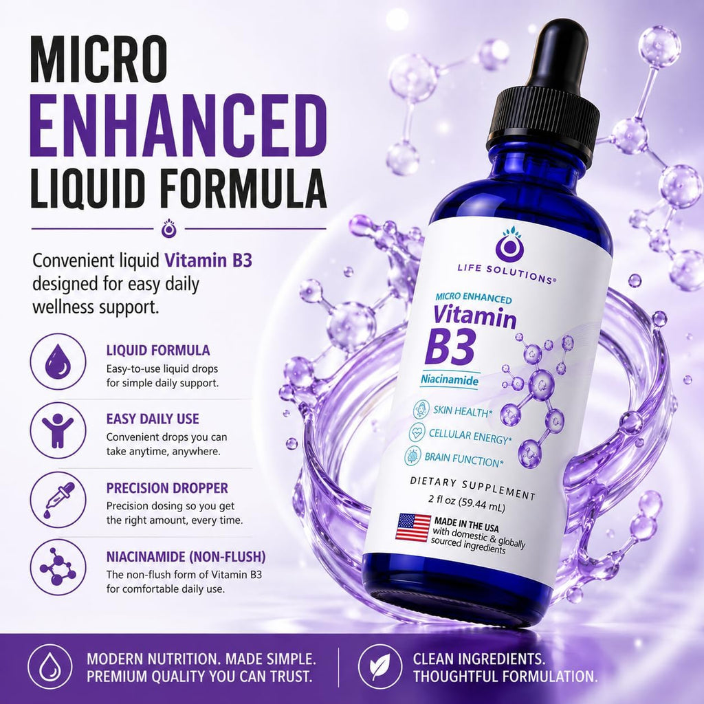 Life Solutions Gotas de Vitamina B3 Niacinamida 60 ml | Suplemento Sin Sofocos