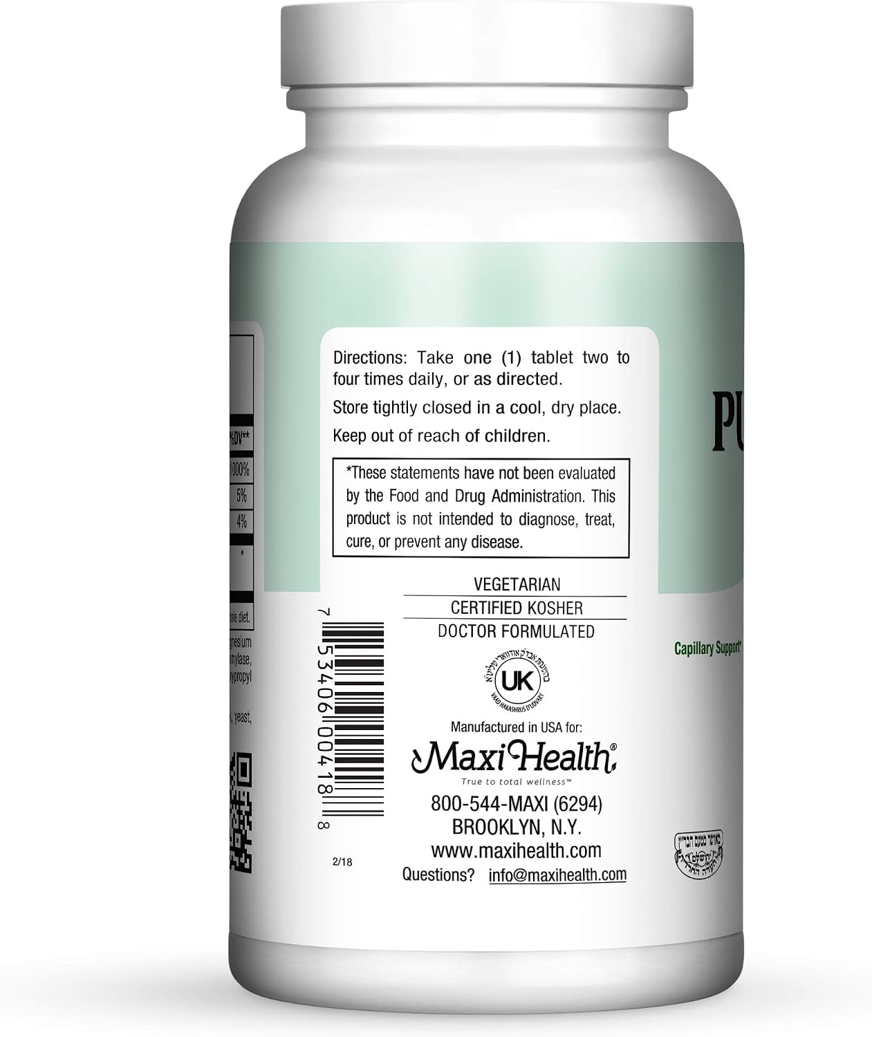 Pure-C Bio 600 - Complejo de Vitamina C 600 mg con Bioflavonoides, Calcio y Fósforo - 180 Comprimidos