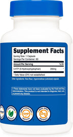 Nutricost 5-HTP 200mg, 60 Cápsulas Vegetarianas (5-Hidroxitriptófano) - No GMO y Sin Gluten
