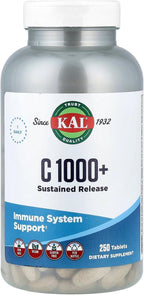 KAL C 1000+ Vitamina C, Liberación Sostenida, 250 Comprimidos