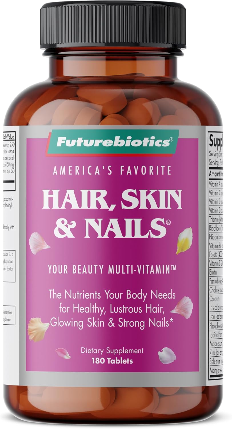 Futurebiotics Hair, Skin & Nails Multivitamínico de Belleza con Biotina - 180 Comprimidos