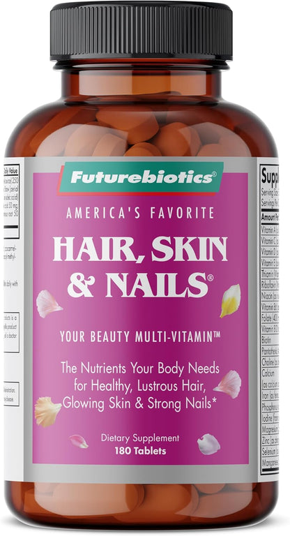 Futurebiotics Hair, Skin & Nails Multivitamínico de Belleza con Biotina - 180 Comprimidos – Image 5