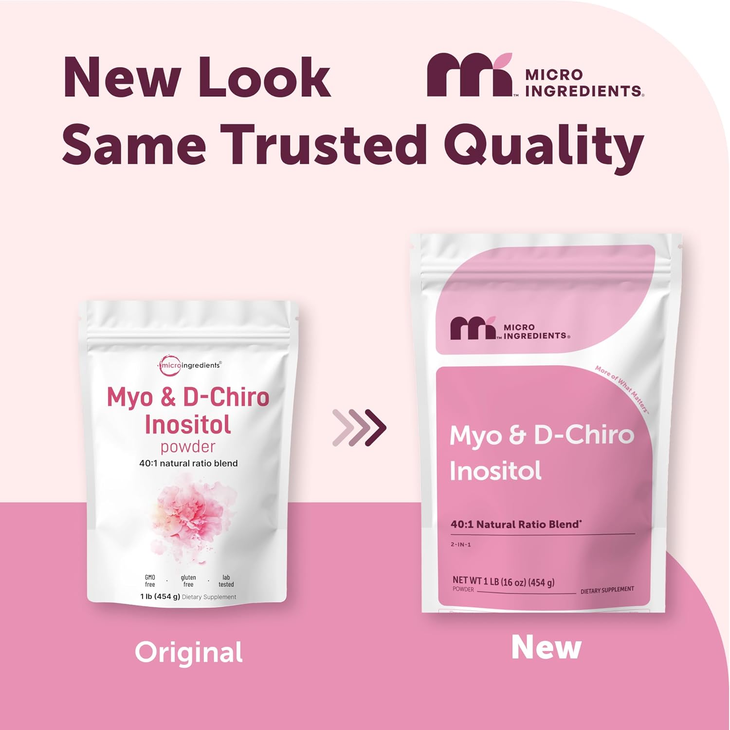 Micro Ingredients Myo-Inositol y D-Chiro Inositol en Polvo, Proporción 40:1, 1 Libra (454 g), 221 Dosis