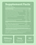 Sapling Complejo B Vegano - Mezcla de Alimentos Integrales con Vitaminas B1, B2, B3, B5, B6, B7, Folato, B12 - 60 Cápsulas