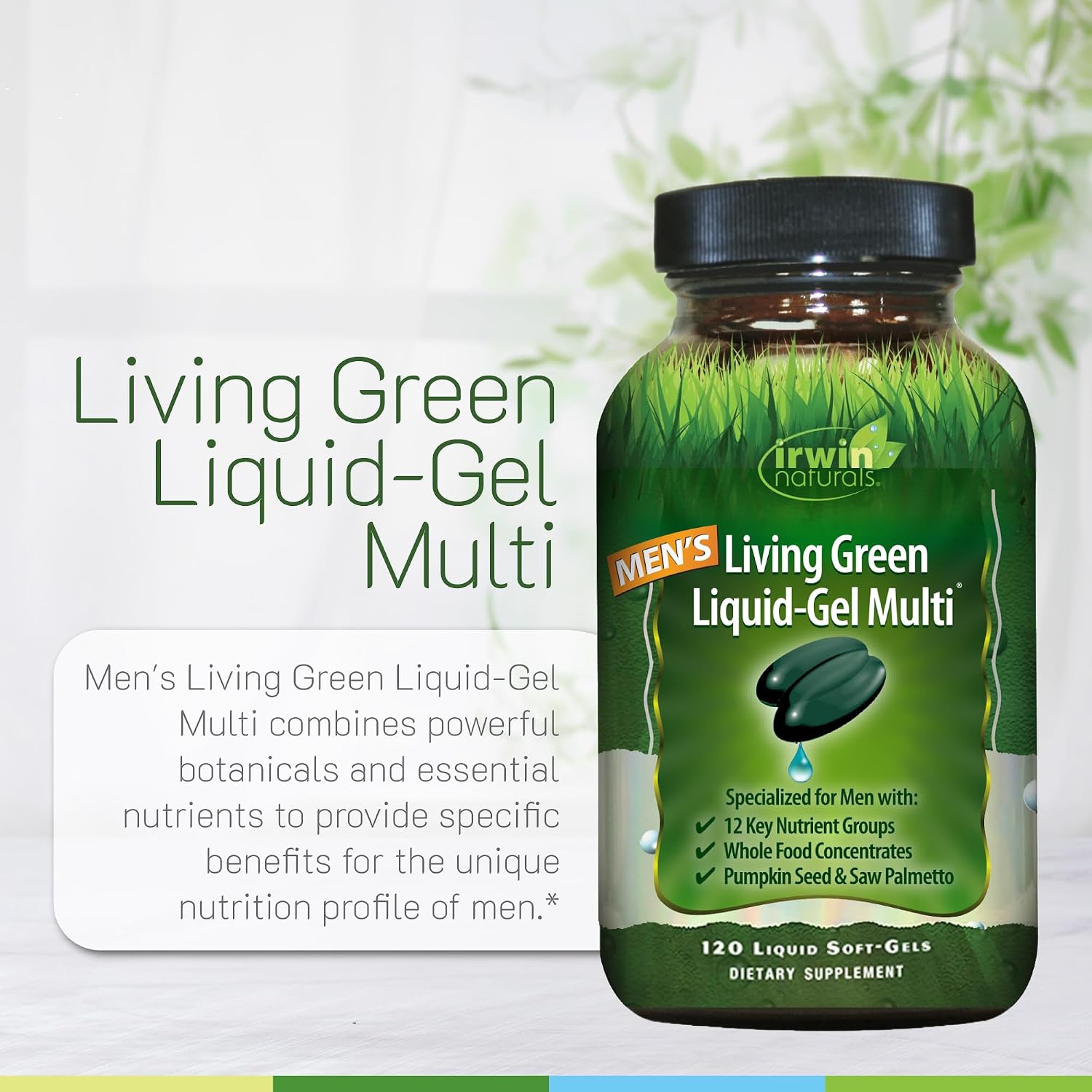 Irwin Naturals Men's Living Green Multivitamínico Diario para Hombres - 90 Cápsulas Blandas Líquidas