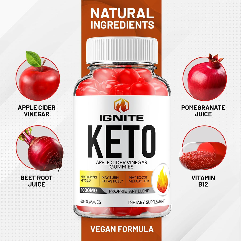 Ignite Keto ACV Gummies - Fórmula Avanzada con Vinagre de Manzana, B12, Remolacha y Granada (60 Gominolas)