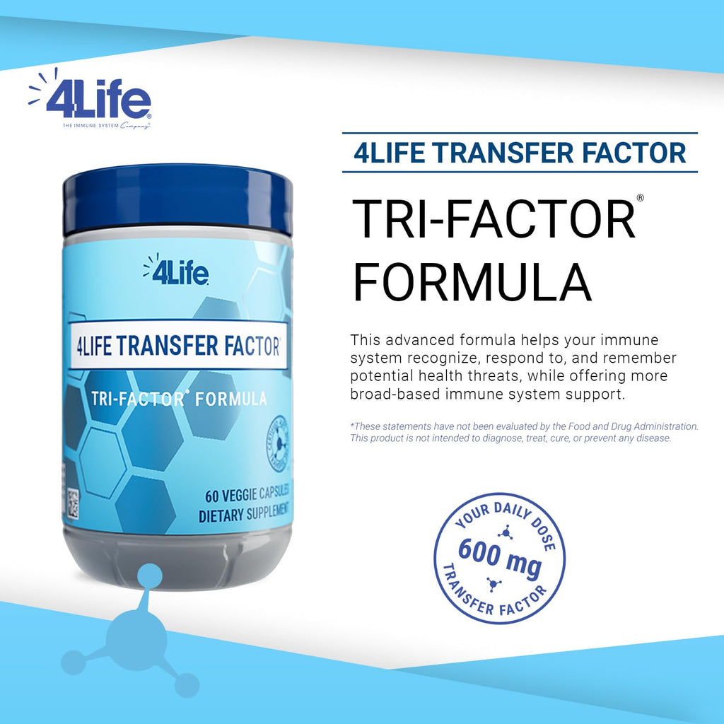 4Life Transfer Factor Tri Factor - Suplemento Inmunológico con Péptidos Bioactivos, 60 Cápsulas Veganas