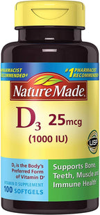 Nature Made Vitamina D3 25 mcg (1000 UI), 650 cápsulas blandas