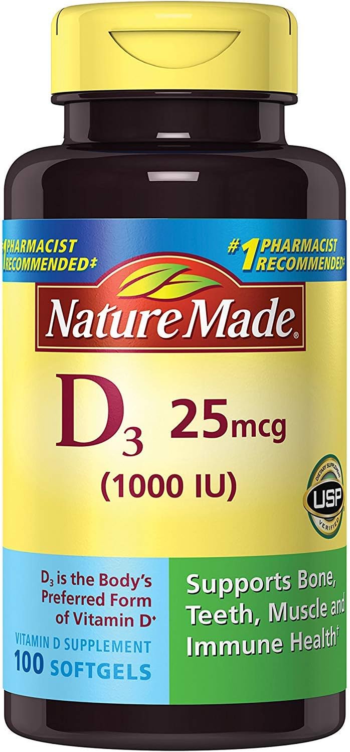 Nature Made Vitamina D3 25 mcg (1000 UI), 650 cápsulas blandas