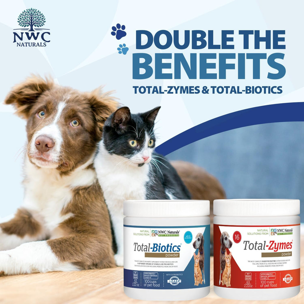 Mini Paquete Doble de Probióticos para Perros y Gatos, Polvo de Enzimas Digestivas, Suplemento Probiótico Canino, Apoyo Digestivo, 62.8 g Cada Uno