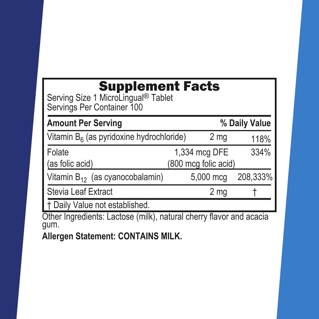 Superior Source No Shot Vitamina B12, B6 y Ácido Fólico – 100 Comprimidos Sublinguales