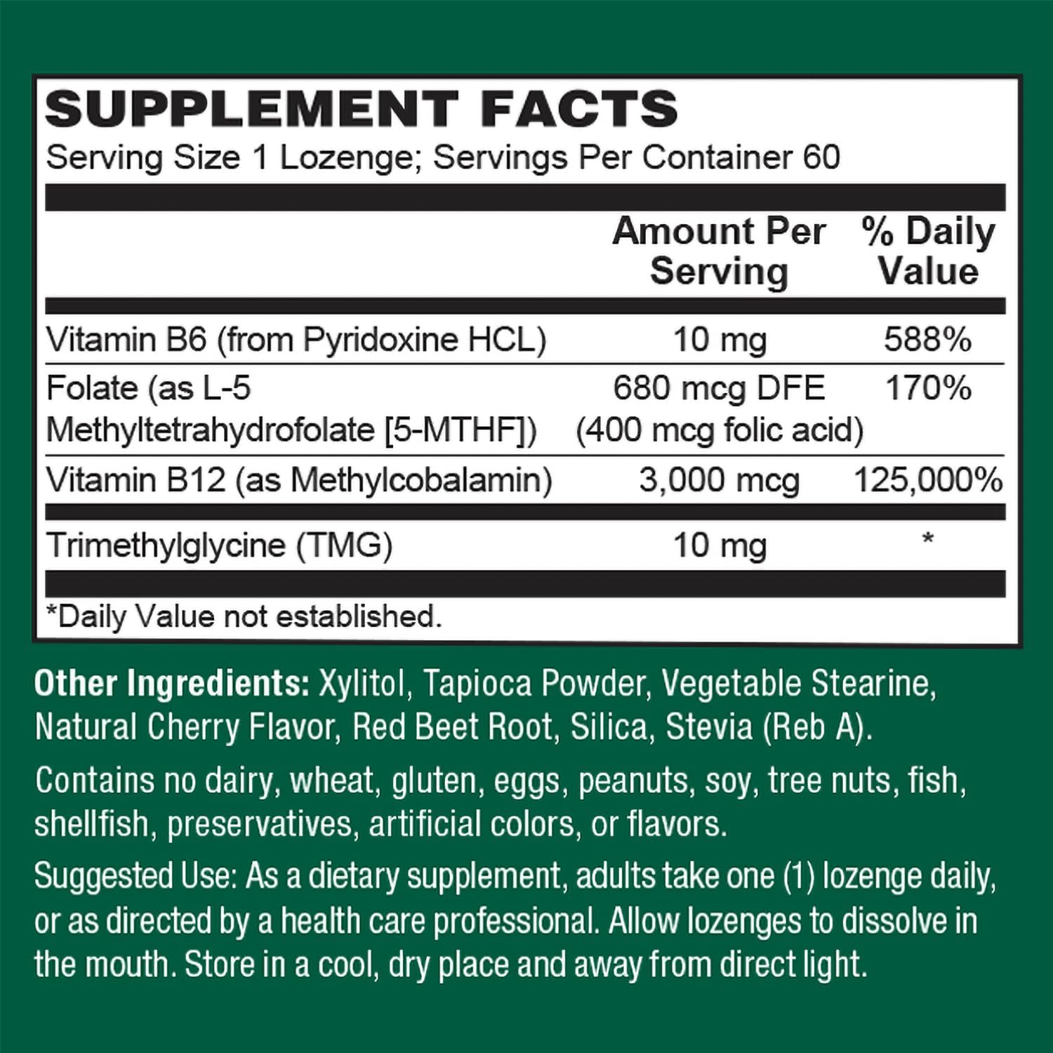 PlantFusion Vegan B12 Methyl 3000 mcg + Folate 400 mcg - Vitamina B12 Sublingual - 60 Pastillas - Sabor Cereza