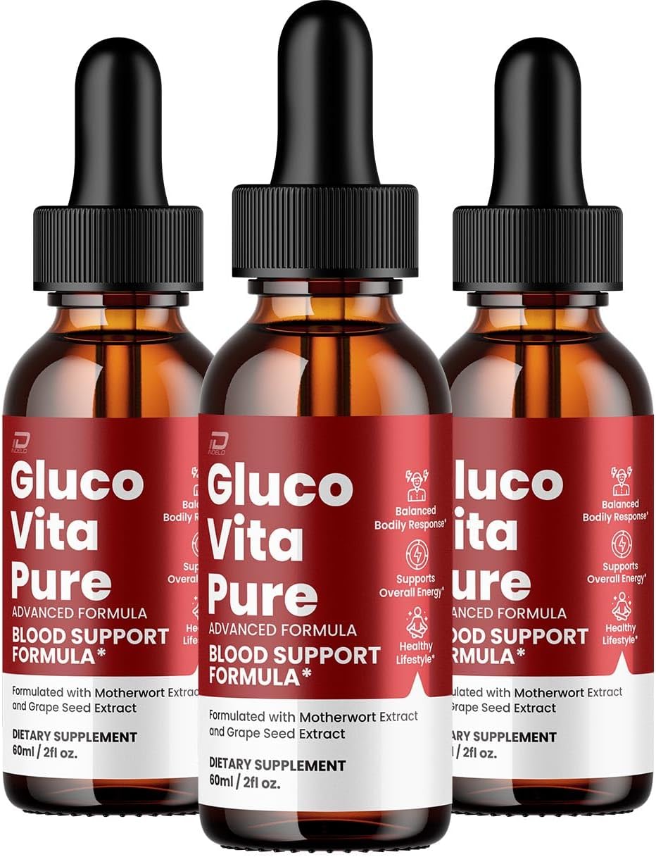 Gluco Vita Pure Drops - Fórmula Saludable con Extractos Naturales, 3 Paquetes (Suministro para 3 Meses)