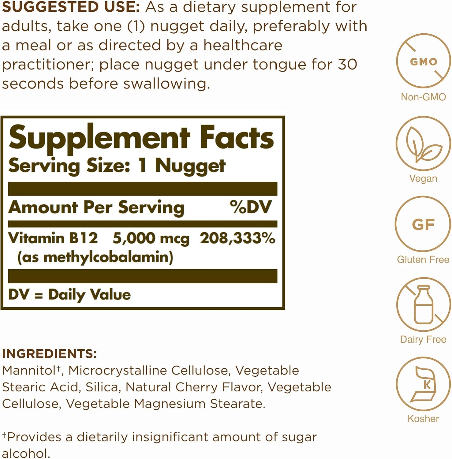 Metilcobalamina (Vitamina B12) 5000 mcg – 30 Nuggets – Solgar