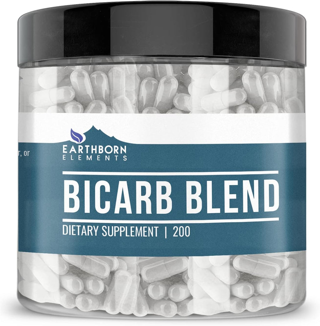 Earthborn Elements Bicarb Blend 200 Cápsulas, Puro y Sin Diluir, Sin Aditivos