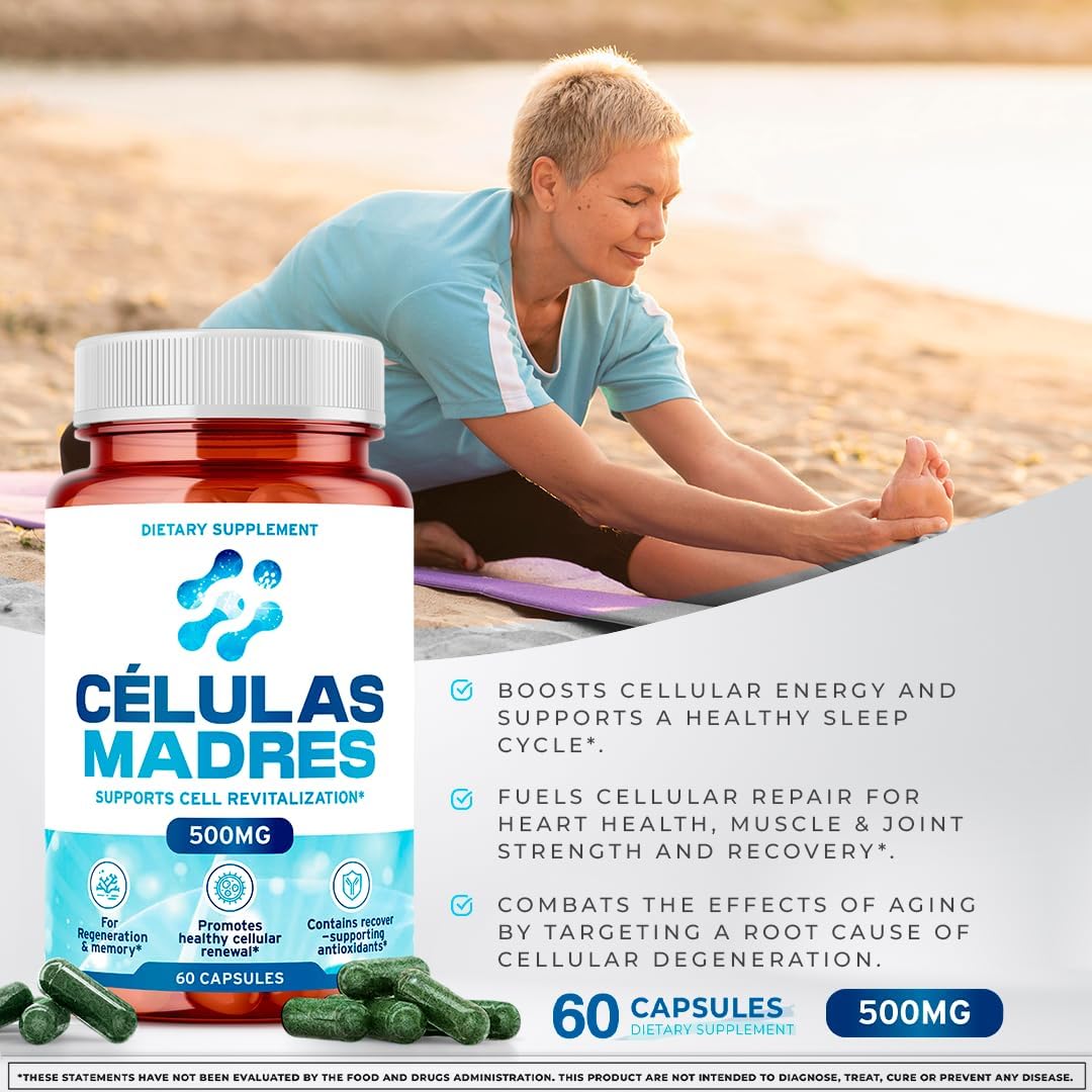 Stem Cell Supplements 500mg (60 Cápsulas) – Apoyo Celular con Espirulina y Clorella
