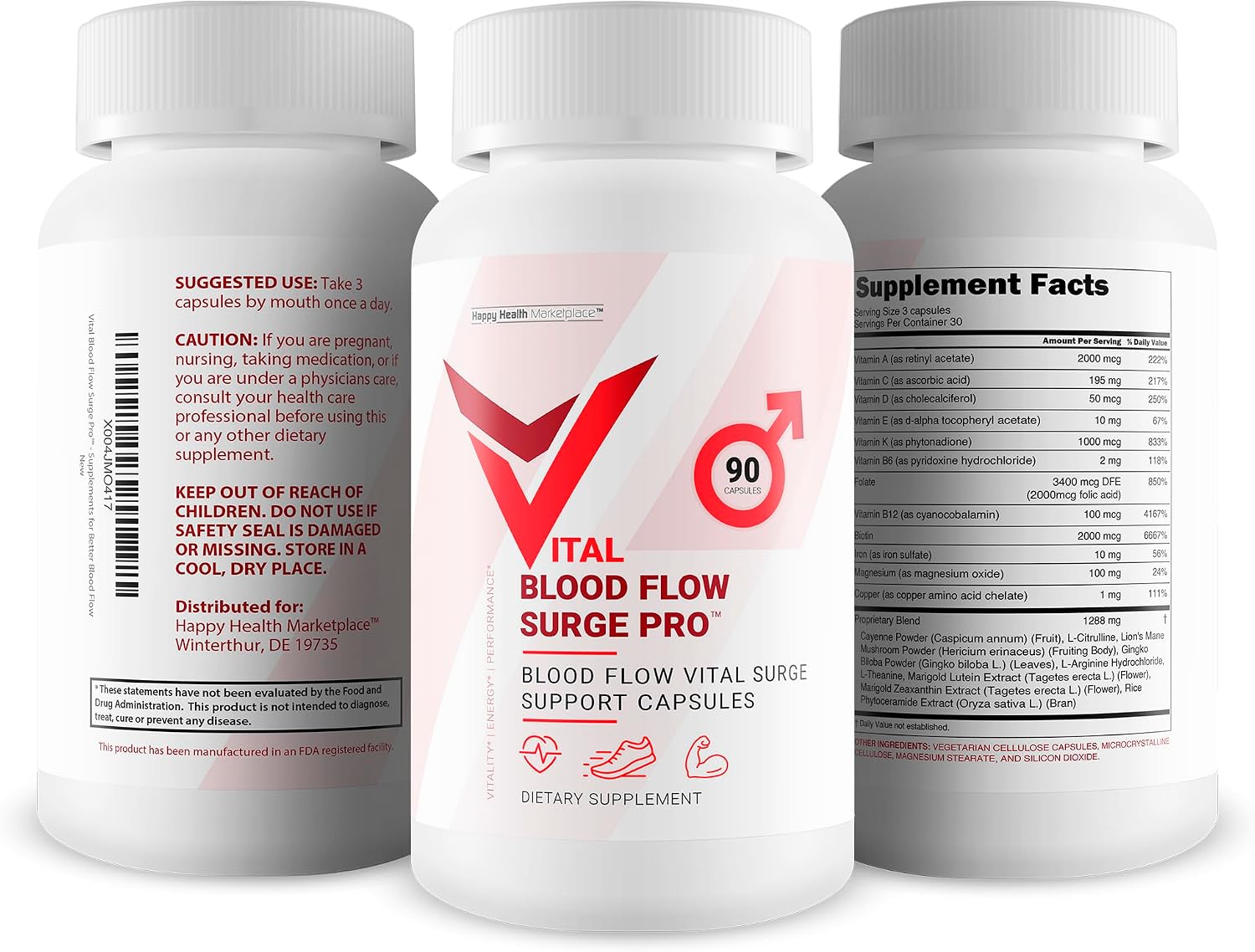 Vital Blood Flow Surge Pro - Fórmula Mejorada - Cápsulas Avanzadas para la Circulación Sanguínea