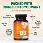 Vitamina D3 5000 IU (125 mcg) por Dosis - Triple Concentración - Apoyo Inmunológico - Vegano, Sin Gluten - Sabor Frambuesa - 60 Comprimidos Masticables