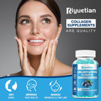 Riyuetian Biotin Gummies 15000mcg con Colágeno - Gomitas para Cabello, Piel y Uñas - Vegano, Sin OGM - 60 unidades