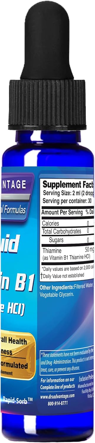 Dr's Advantage Vitamina B1 Líquida 60ml – Tiamina para Energía y Metabolismo