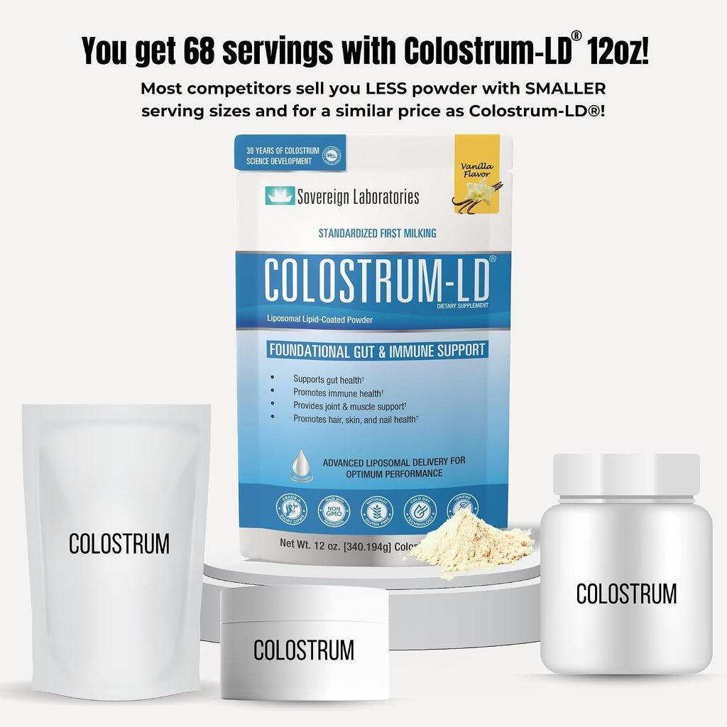 Colostrum-LD con Sistema de Liberación Liposomal - Polvo de Calostro - Sin Gluten, Bajo en Lactosa - 68 Dosis - 340g Vainilla
