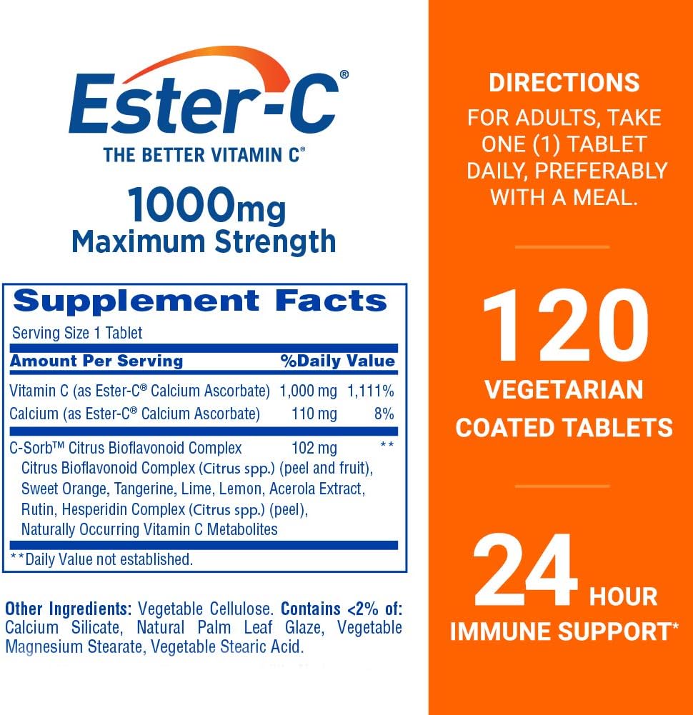 Ester-C Vitamina C 1000 mg, 120 comprimidos recubiertos