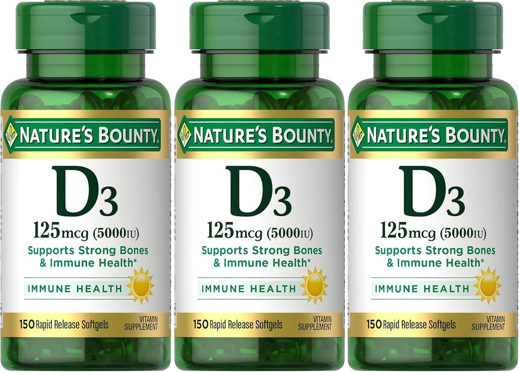 Nature's Bounty Salud Inmunológica Vitamina D3 5000 UI, 400 Cápsulas Blandas de Liberación Rápida